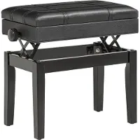 MODFU Voetenbank 63x35x46-56 cm van hout, met opbergruimte, zwart