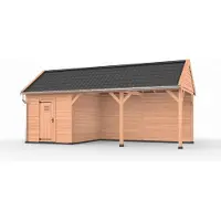 Westwood Douglas overkapping zadeldak, 750 x 300, met schuur en achterwand, Ruiter Plus