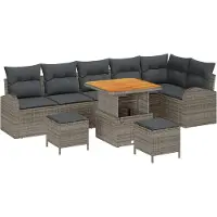 vidaXL Tuinbank Set 9 st 8-Aantal zitplaatsen Grijs