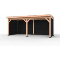 Westwood Douglas overkapping, 600 x 250, met zwarte achterwand en twee zijwanden, Comfort Plus