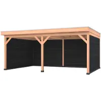 Westwood Douglas overkapping, 600 x 400, met zwarte achterwand en twee zijwanden, Comfort Plus