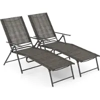 KOMFOTTEU Set van 2 zonnestoelen, inklapbare ligstoel met verstelbare rugleuning, strandstoel voor tuin, strand, zwembad (bruin)