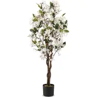 KOMFOTTEU 120 cm hoog Kunstmatige Bougainvillea Kunstboom, , in pot met open bloemen en realistische takken, decoratieve plant voor ingang, woonkamer, kantoor