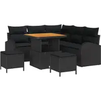vidaXL Tuinbank Set 8 st 7-Aantal zitplaatsen Zwart