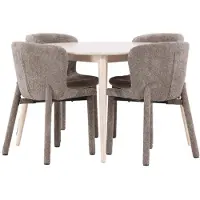 Ebuy24 Flora eethoek tafel Ø120cm en 4 stoelen whitewash, bruin.