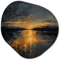MuchoWow Organische wanddecoratie 60x60 cm - Organisch schilderij Gouden Reflectie op Water - Muurdecoratie woonkamer - Kamer decoratie - Schilderijen - Muurcirkel aesthetic