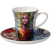 Goebel - Lana Frey | Kop en schotel Espresso Freya | Porselein - 12cm - 100ml - 2 stuks