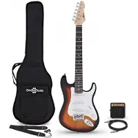 Gear4Music 3/4 LA Electric Guitar Sunburst Mini Guitar Amp Pack