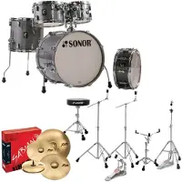 Sonor AQ2 20 5pc Drum Kit With Hardware & Throne Titanium Quartz