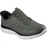 SKECHERS Summits Leyter Textiel Heren Sneakers Olijf/Zwart