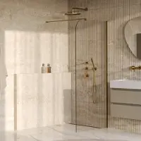 Brauer Orion inloopdouche helder glas 90x200cm incl. glascoating PVD goud geborsteld