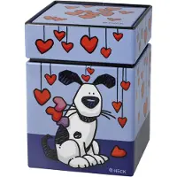 Goebel - Ed Heck | Theedoos Love Dog | Metaal - 11cm - bewaardoos - 4 stuks
