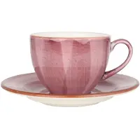 Bonna Thee kopjes & schotel aura blackberry porselein set van 6