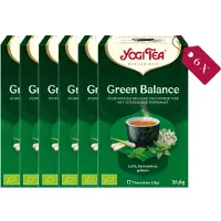 Yogi tea Green Balance - Biologische Groene Thee met Verbena, Munt en Kardemom voor Innerlijke Balans en Vitaliteit - Tray van 6 Stuks