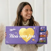 Milka Mega Chocoladereep met tekst "Hou van jou" - 600 gram - XL Chocoladecadeau - Bevat 6 repen