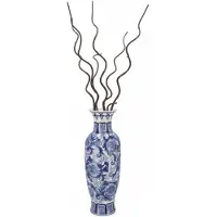 DK Design Chinese vaas Asian - blauw - porselein - D15 x 43 cm - bloemenvaas