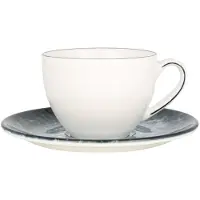 Bonna Thee kopjes & schotel sepia porselein set van 6