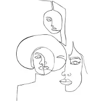 Karo-art Poster - Line Art Vrouwen, Premium Print, Lijnenspel
