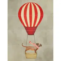 IXXI Dachshund with airballoon, Coco de Paris - 60 x 80 cm - Gratis ophangtool - Grote wanddecoratie en posters - Digitale Kunst, Speels, Cartoonesk