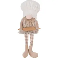 Boltze - Calmy- Zittende - Kok - Gnoom - Decoratiefiguur - 42 cm - Beige/Wit - Grappige Plank/kast zitter