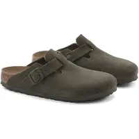 Birkenstock Boston - Suede Leather - Unisex - Thyme - Groen - Clogs - Narrow - Maat 40 (4061418425287)