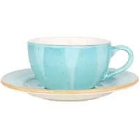 Bonna Koffie kopjes & schotel aqua porselein set van 6