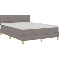 vidaXL LED boxspringbed met hoofdeinde, taupe, 140 x 190 cm, gestoffeerd