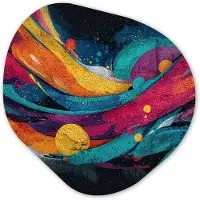 MuchoWow Organische wanddecoratie 90x90 cm - Organisch schilderij Banen - Golven - Kleurrijk - Abstract - Muurdecoratie woonkamer - Kamer decoratie - Schilderijen - Muurcirkel aesthetic