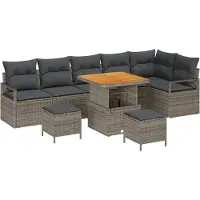 vidaXL Tuinbank Set 9 st 8-Aantal zitplaatsen Grijs