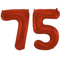Folat Verjaardag Leeftijd folieballon - 75 jaar - rood - 86 cm - cijferballon groot