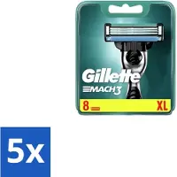 Gillette 5 x – Mach3 – Scheermesjes – 8 mesjes - Scheren - Scheermesjes - Scheercomfort - Roodheid - Huidbescherming