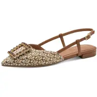Tamaris Ballerina met riempjes karamel / donkerbruin / goud / wolwit