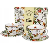 Linnea Porseleinen Kopjes met Schotels (2 stuks, 280 ml)