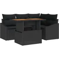 vidaXL Tuinbank Set 5 st Zwart Poly rattan