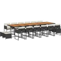vidaXL 17-delige tuinset met kussens, zwart, van polyrotan