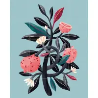 IXXI Lemon Tree, Flaming Garden - 80 x 100 cm - Gratis ophangtool - Grote wanddecoratie en posters - Digitale Kunst, Speels, Illustraties, Kleurrijk