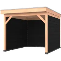 Westwood Douglas overkapping, 300 x 350, met achterwand en twee zijwanden, Comfort Plus Zwart