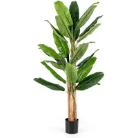 Costway 195 cm kunstplant tropische palm, kunstmatige paradijsvogel plant, kamerplant met stevige pot en 27 bladeren, bananenboom voor tuin, kantoor, kamer, decoratie, groen