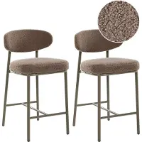 Beliani UNITY - Set van 2 barstoelen - Taupe - Bouclé
