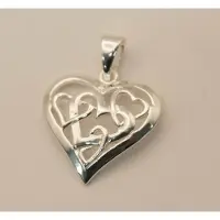 925 Sterling zilveren hanger hartje met kleine hartjes erin - hartjes hanger van zilver - hartjes hangertje van zilver voor geliefde - hartjes hanger cadeau tip ! - valentijn hangertjes