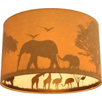 Olucia - SAFARI - Kinder Slaapkamer Plafondlamp - Oranje - Geschikt voor Kinderkamer/Tienerkamer/Babykamer - Vorm: Cilinder