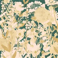 IXXI Flower Garden dark, Lotte Dirks - 120 x 120 cm - Grote wanddecoratie en posters - Vintage, Illustraties, Woonkamer, Slaapkamer, Natuur, Wilde