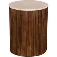 Giga Meubel Bijzettafel Davi Marmer Donkerbruin Rond 45cm
