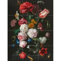 IXXI Stilleven met bloemen in een glazen vaas, Jan Davidsz. De Heem & Rijksmuseum - 60 x 80 cm - Gratis ophangtool - Grote wanddecoratie en posters -