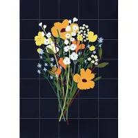 IXXI Wild Flowers Dark, Lotte Dirks - 100 x 140 cm - Gratis ophangtool - Grote wanddecoratie en posters - Kleurrijk, Speels, Grafisch Ontwerp