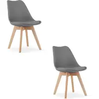 Leobert Set van 2 Stoelen MARK – Grafietgrijs, Beukenhouten Poten, Kunststof Zitting met Kunstlederen Kussen, Strak Design, Ergonomisch, Geschikt voor Keuken, Eetkamer, Kantine en Werkruimte, Max. 120 kg