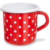 Orion TECKA rode emaille mok met stippen, 400 ml