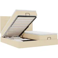vidaXL Ottoman bed met matrassen en LED's 180x200cm stof crèmekleurig