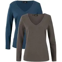 Bonprix Longsleeve met V-hals (set van 2) maat 36/38 (S)