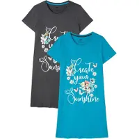 Bonprix Kort nachthemd (set van 2) van biologisch katoen maat 56/58 (3XL)